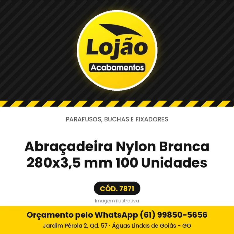 Abraçadeira Nylon Branca 280x3,5 mm 100 Unidades