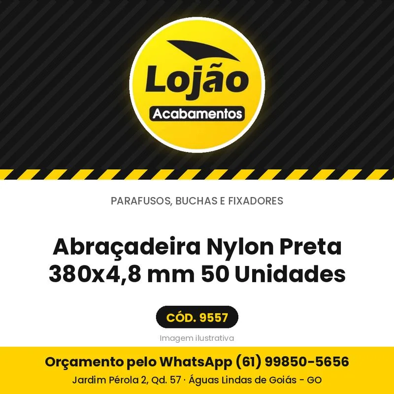 Abraçadeira Nylon Preta 380x4,8 mm 50 Unidades