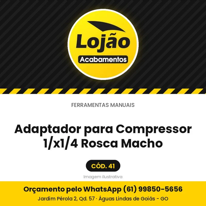 Adaptador para Compressor 1/x1/4 Rosca Macho