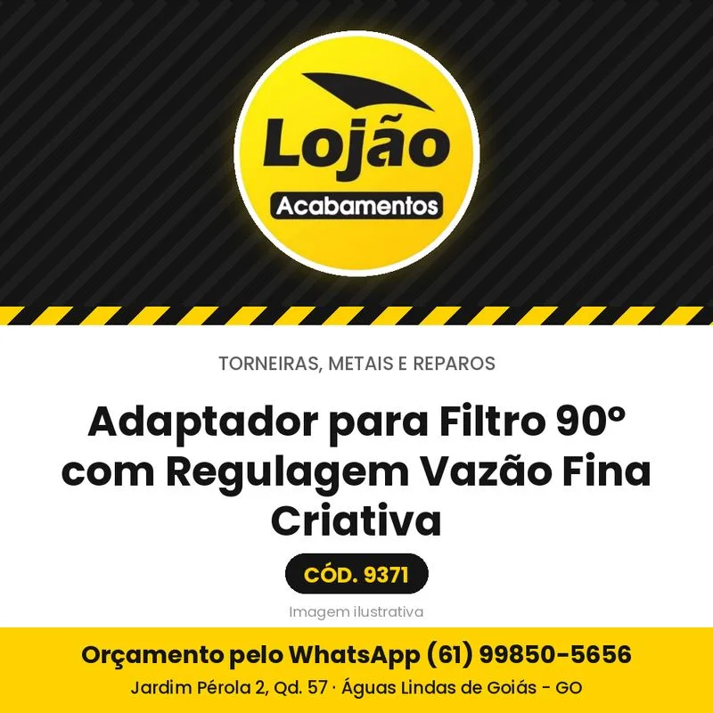 Adaptador para Filtro 90º com Regulagem Vazão Fina Criativa