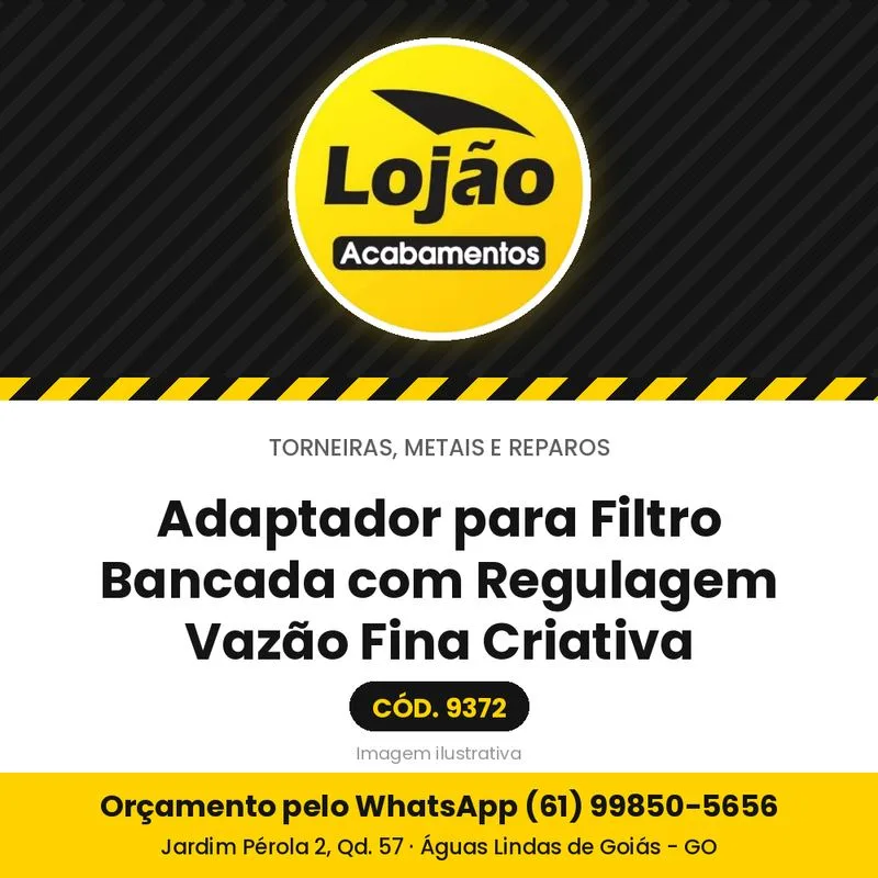Adaptador para Filtro Bancada com Regulagem Vazão Fina Criativa