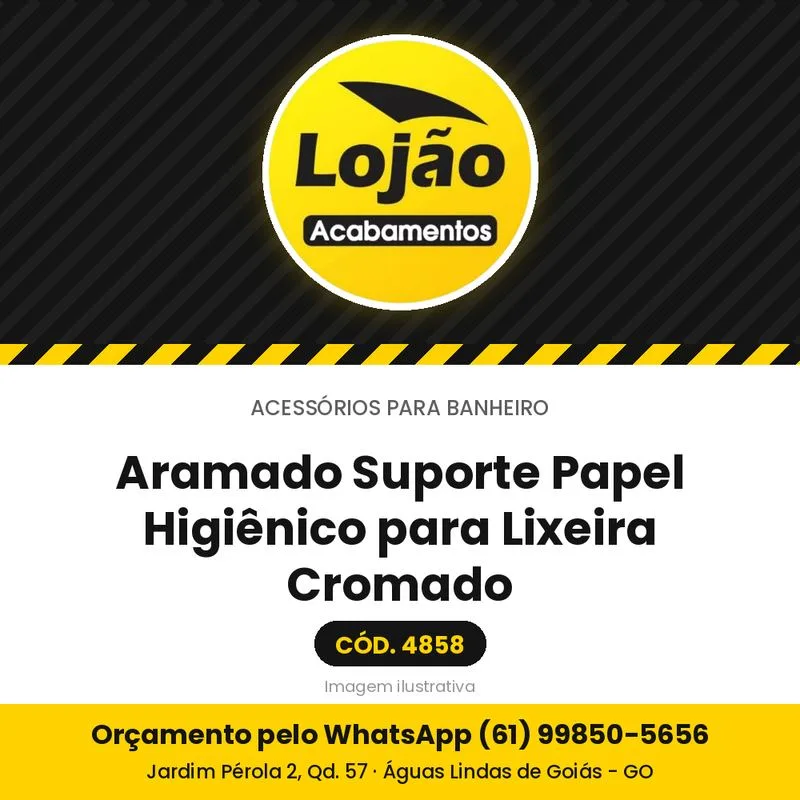 Aramado Suporte Papel Higiênico para Lixeira Cromado