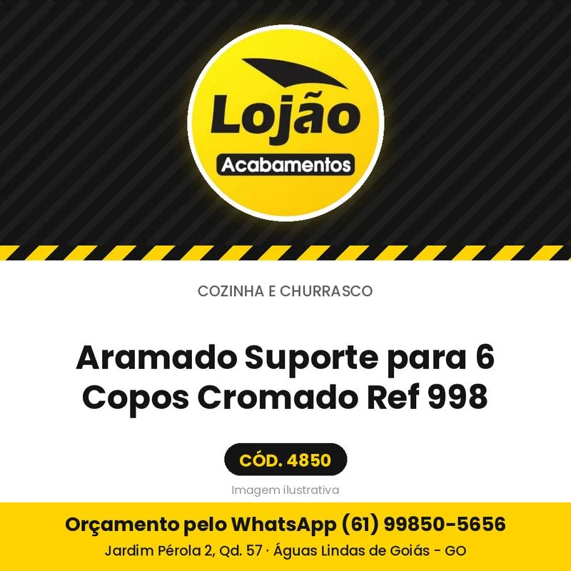 Aramado Suporte para 6 Copos Cromado Ref 998