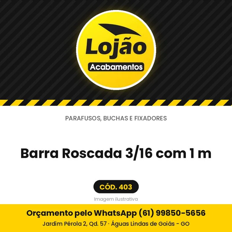 Barra Roscada 3/16 com 1 m