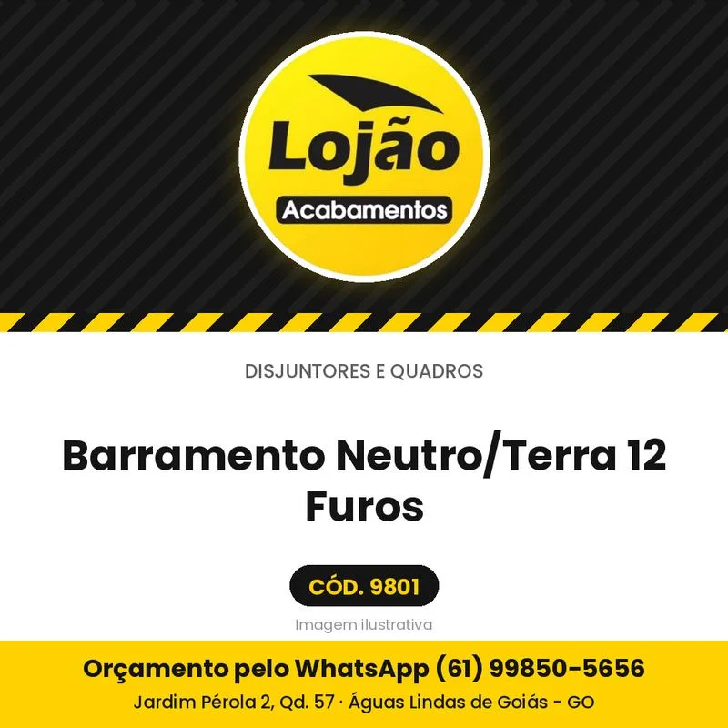 Barramento Neutro/Terra 12 Furos