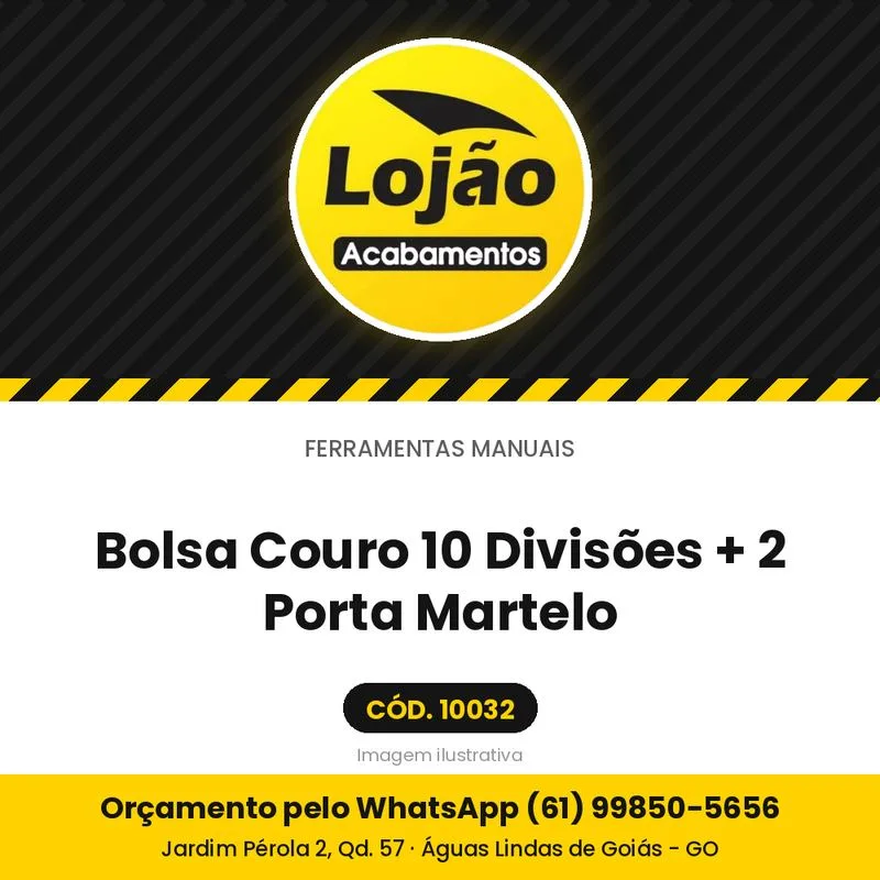 Bolsa Couro 10 Divisões + 2 Porta Martelo