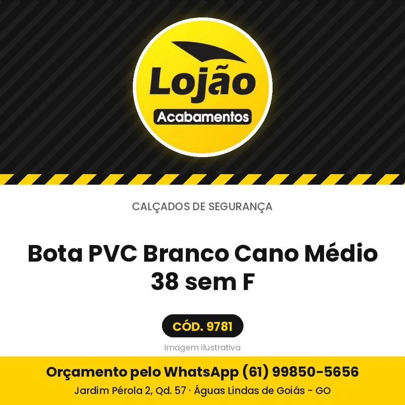 Bota PVC Branco Cano Médio 38 sem F