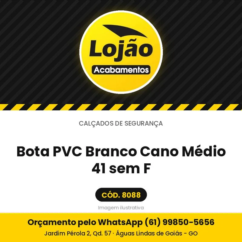 Bota PVC Branco Cano Médio 41 sem F