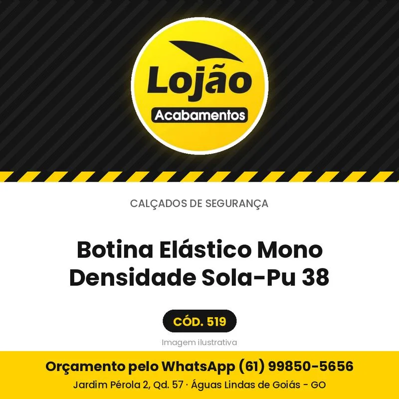 Botina Elástico Mono Densidade Sola-Pu 38