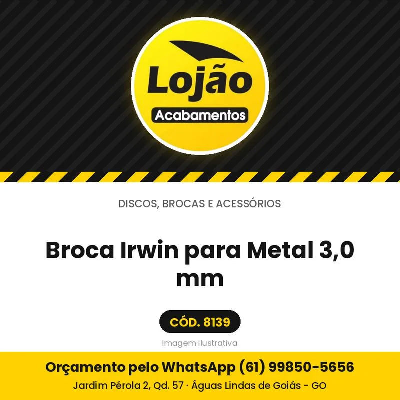Broca Irwin para Metal 3,0 mm