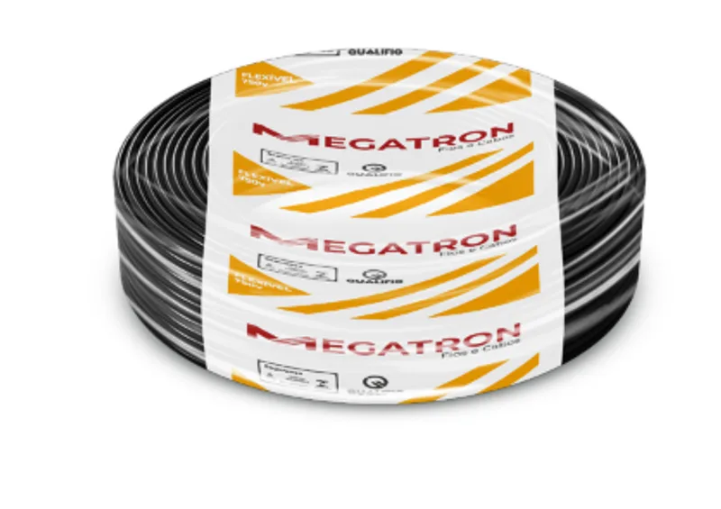 Cabo Flexível 10mm 100m Preto 750V Megatron Cabo Flexível 10mm 100m Preto 750V Megatron
