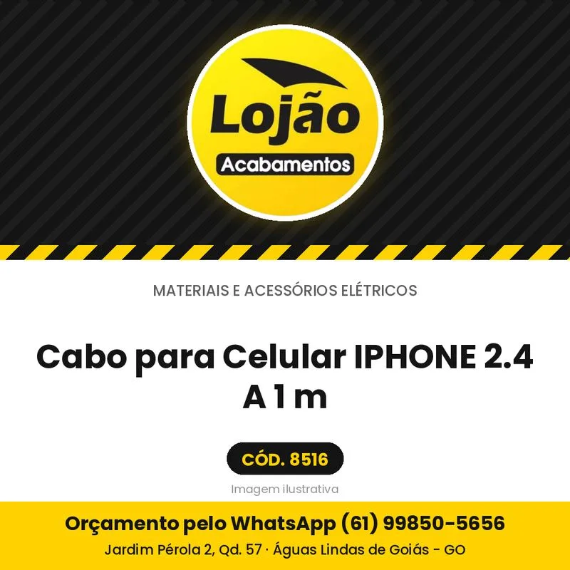 Cabo para Celular IPHONE 2.4 A 1 m