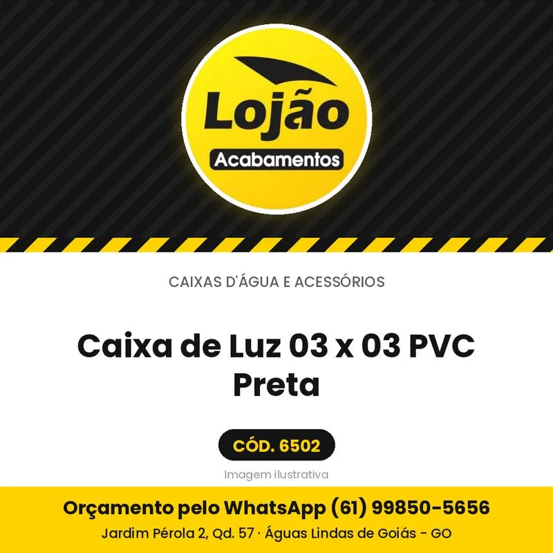 Caixa de Luz 03 x 03 PVC Preta