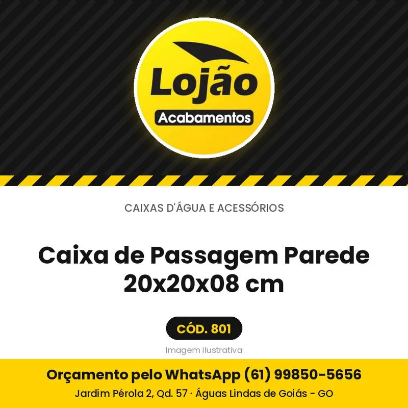 Caixa de Passagem Parede 20x20x08 cm