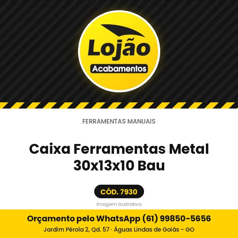 Caixa Ferramentas Metal 30x13x10 Bau