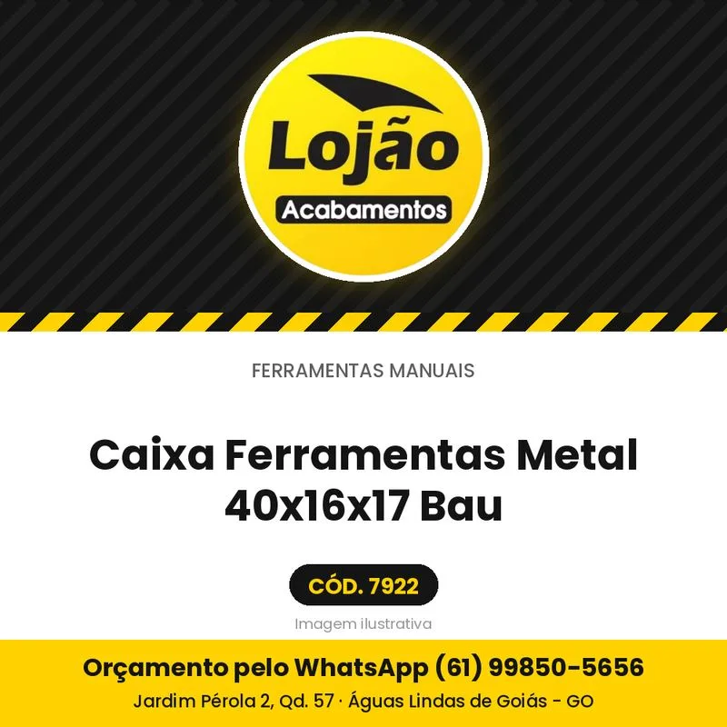 Caixa Ferramentas Metal 40x16x17 Bau