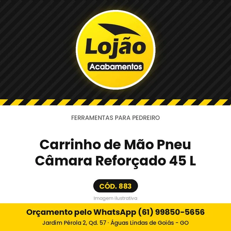 Carrinho de Mão Pneu Câmara Reforçado 45 L