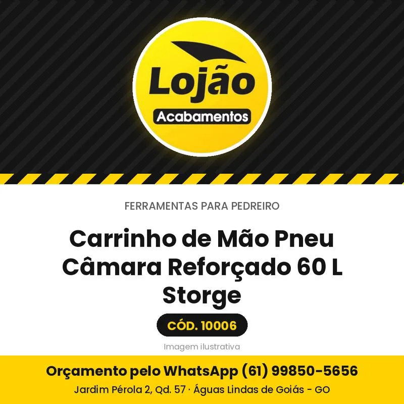 Carrinho de Mão Pneu Câmara Reforçado 60 L Storge