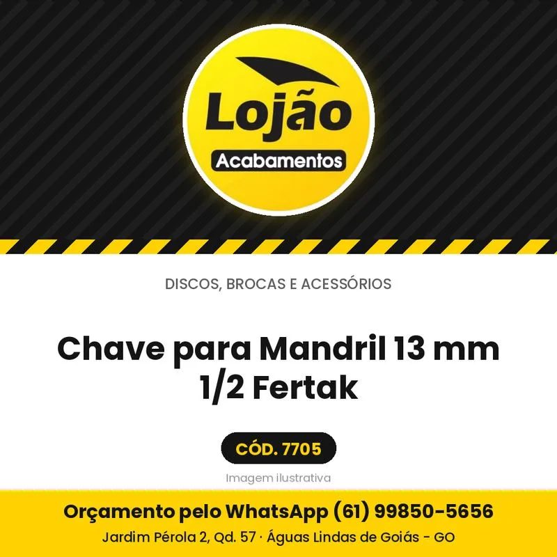 Chave para Mandril 13 mm 1/2 Fertak
