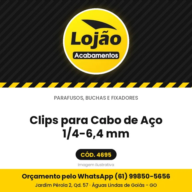Clips para Cabo de Aço 1/4-6,4 mm