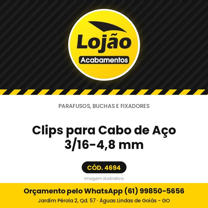 Clips para Cabo de Aço 3/16-4,8 mm