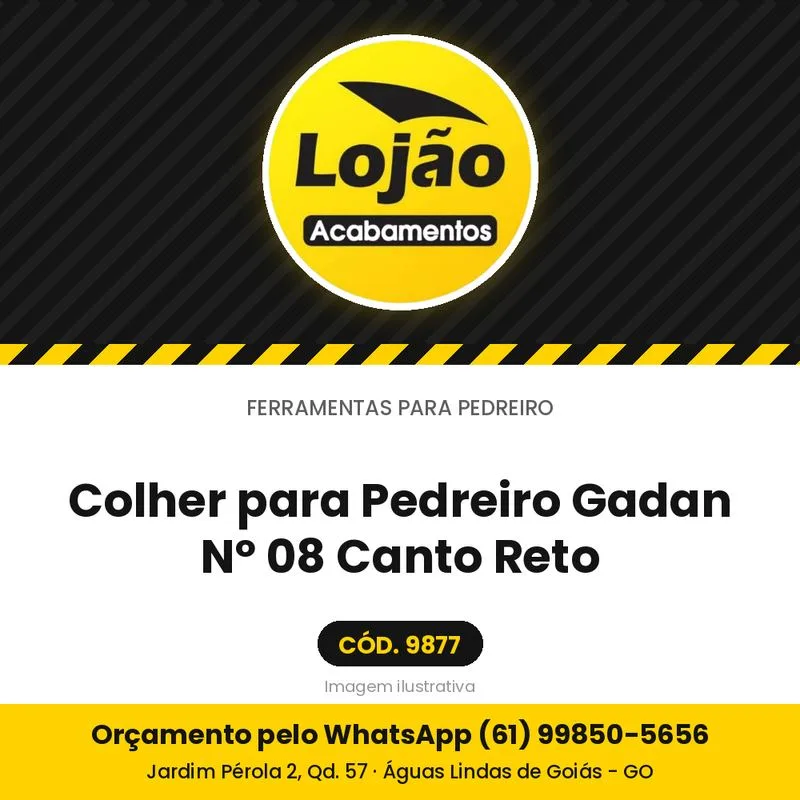 Colher para Pedreiro Gadan Nº 08 Canto Reto