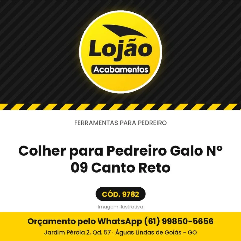 Colher para Pedreiro Galo Nº 09 Canto Reto