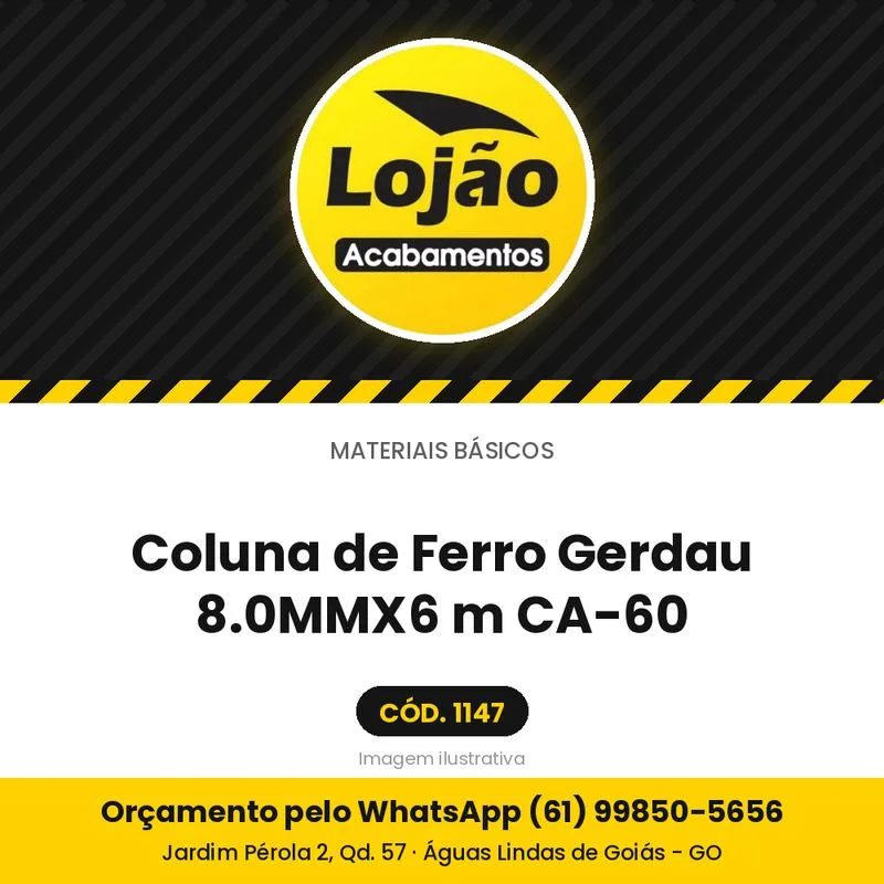 Coluna de Ferro Gerdau 8.0MMX6 m CA-60