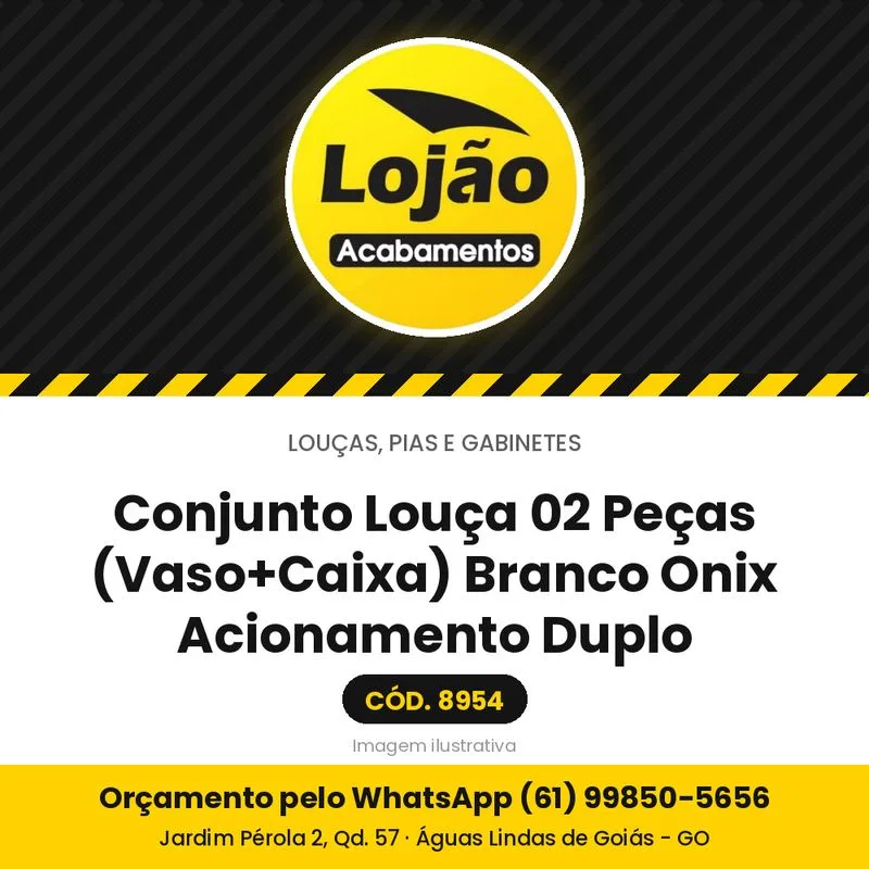 Conjunto Louça 02 Peças (Vaso+Caixa) Branco Onix Acionamento Duplo