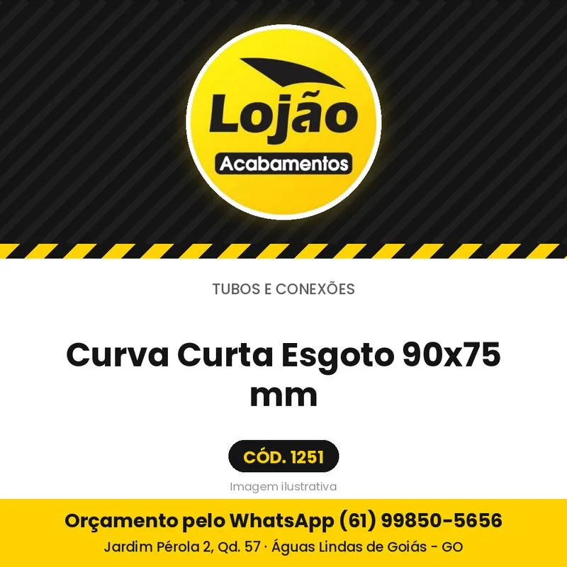 Curva Curta Esgoto 90x75 mm