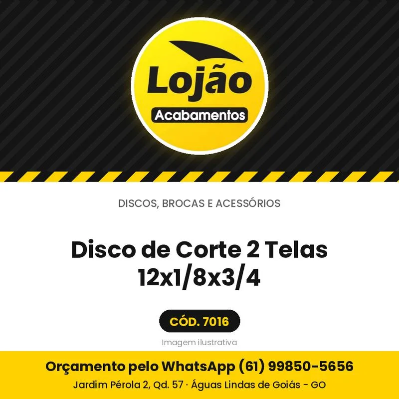 Disco de Corte 2 Telas 12x1/8x3/4