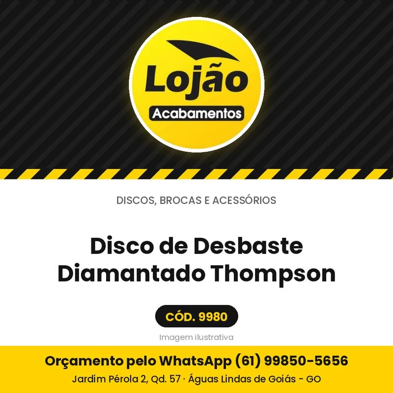 Disco de Desbaste Diamantado Thompson