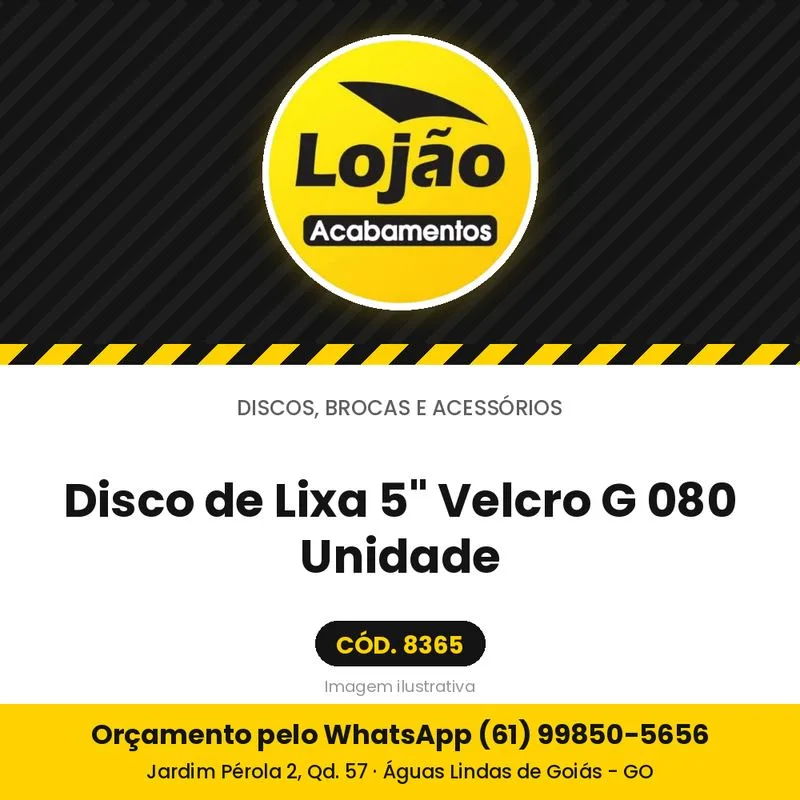 Disco de Lixa 5" Velcro G 080 Unidade