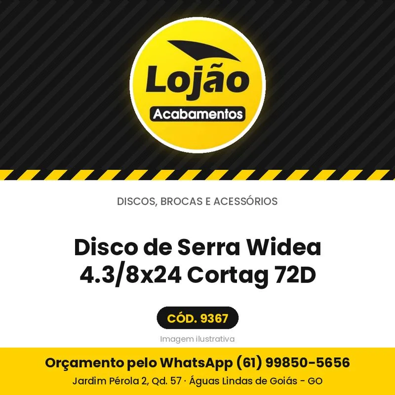 Disco de Serra Widea 4.3/8x24 Cortag 72D