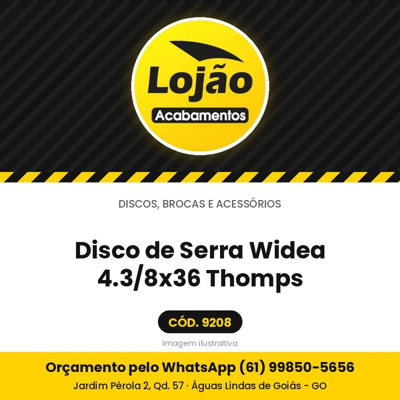 Disco de Serra Widea 4.3/8x36 Thomps