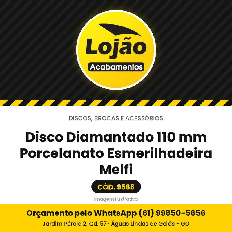 Disco Diamantado 110 mm Porcelanato Esmerilhadeira Melfi