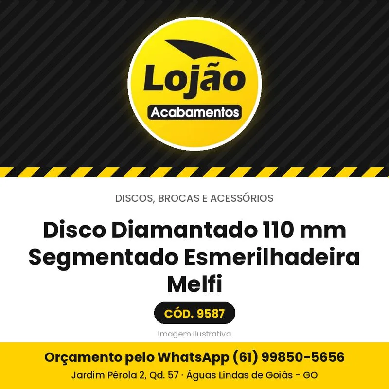 Disco Diamantado 110 mm Segmentado Esmerilhadeira Melfi