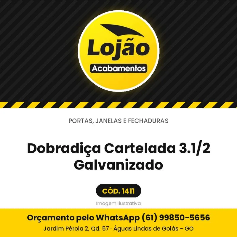 Dobradiça Cartelada 3.1/2 Galvanizado