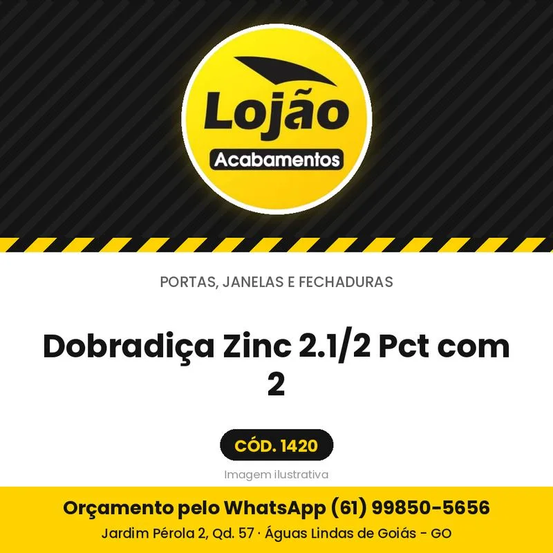Dobradiça Zinc 2.1/2 Pct com 2