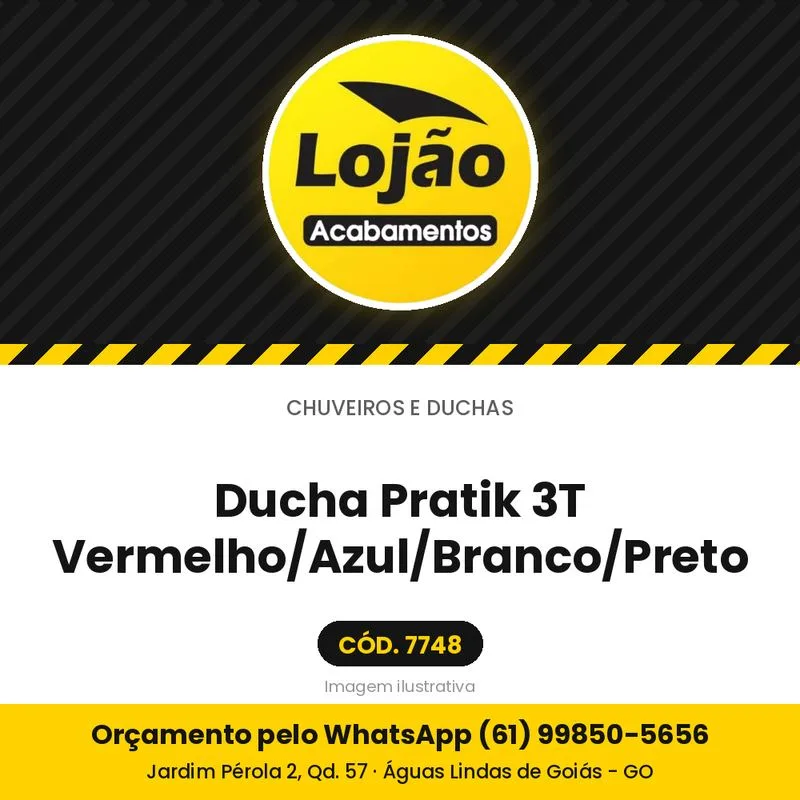 Ducha Pratik 3T Vermelho/Azul/Branco/Preto