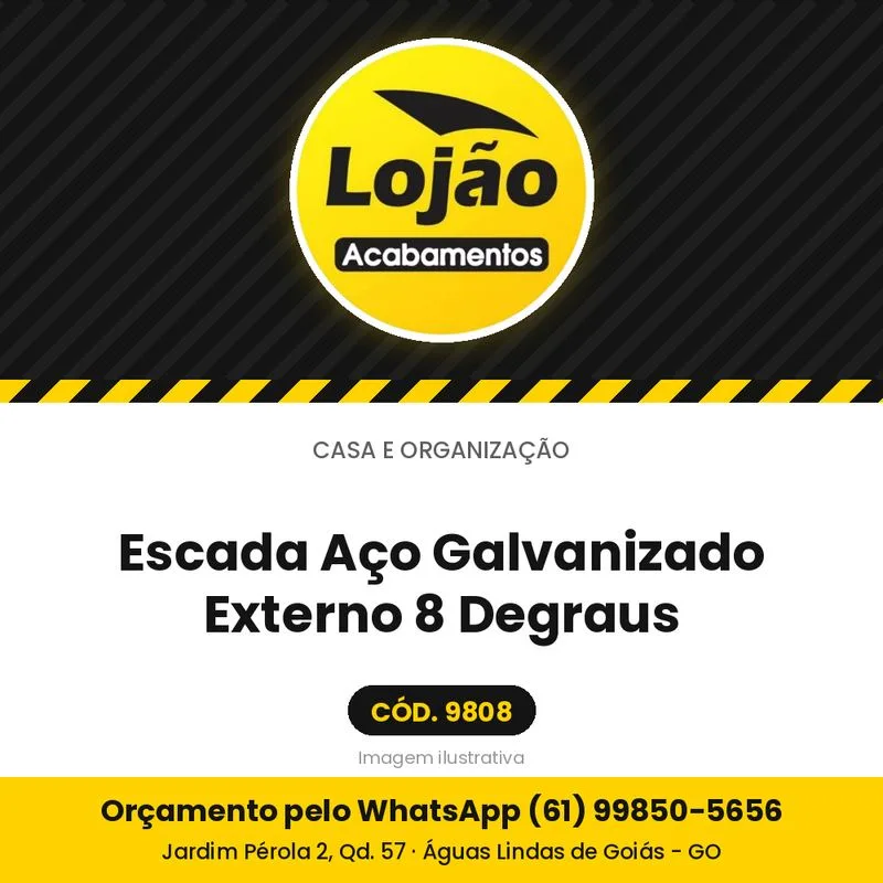 Escada Aço Galvanizado Externo 8 Degraus