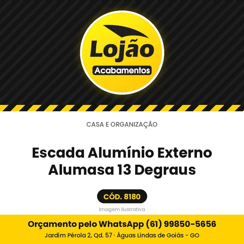 Escada Alumínio Externo Alumasa 13 Degraus