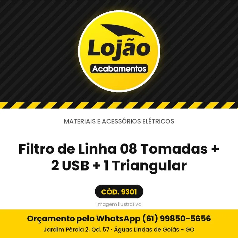 Filtro de Linha 08 Tomadas + 2 USB + 1 Triangular