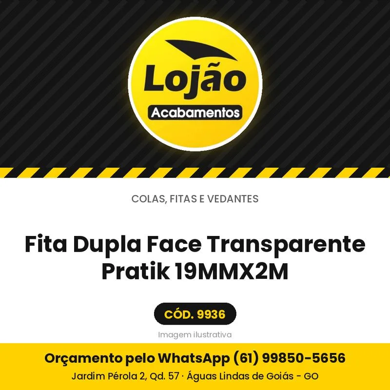 Fita Dupla Face Transparente Pratik 19MMX2M