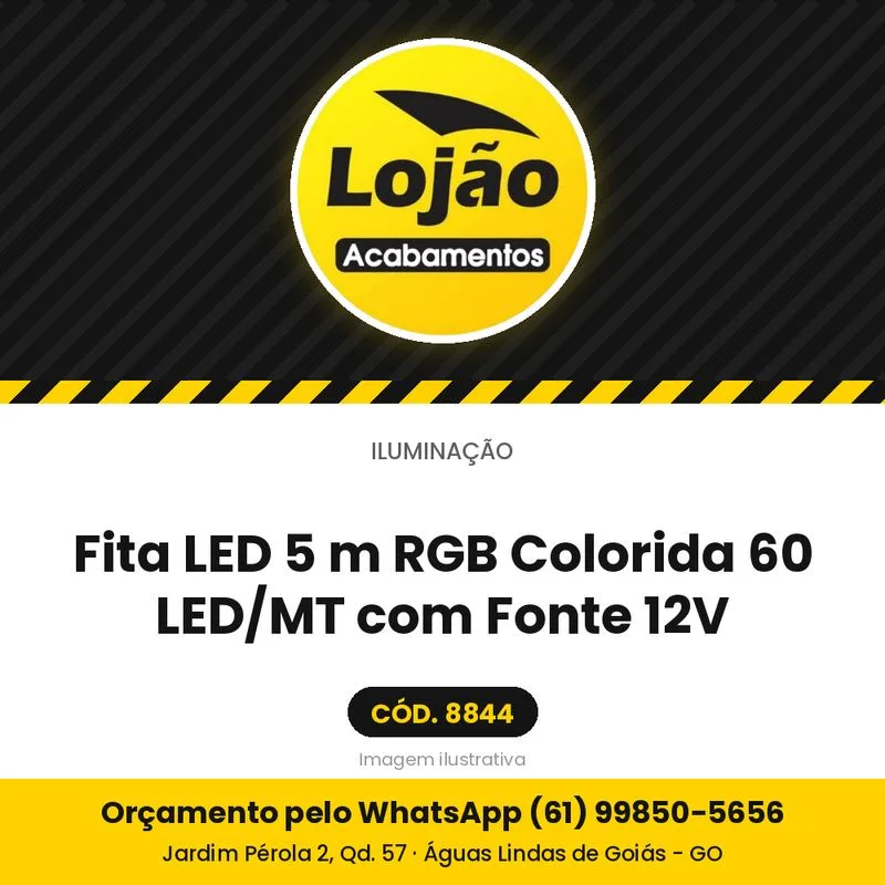 Fita LED 5 m RGB Colorida 60 LED/MT com Fonte 12V