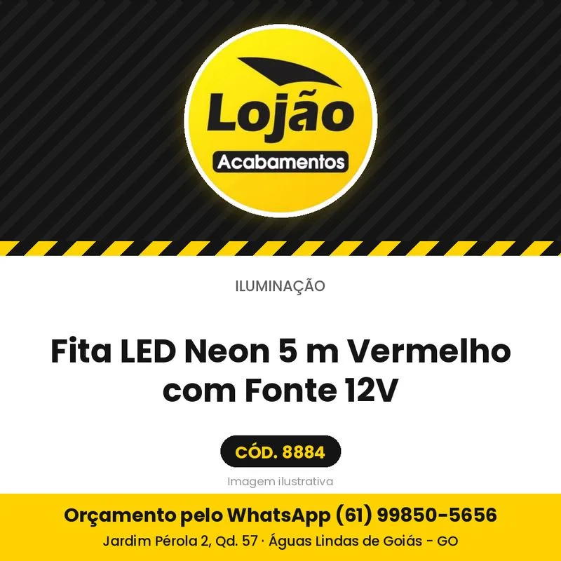 Fita LED Neon 5 m Vermelho com Fonte 12V