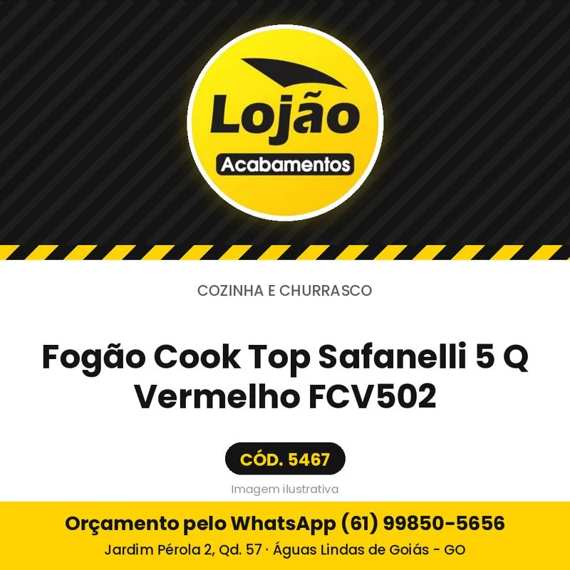 Fogão Cook Top Safanelli 5 Q Vermelho FCV502