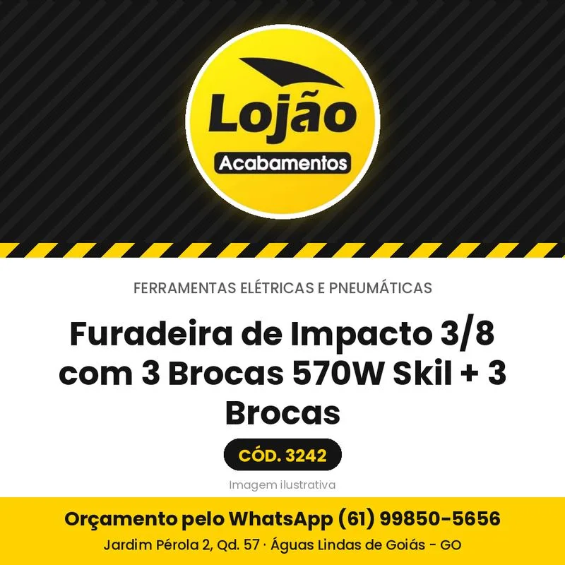 Furadeira de Impacto 3/8 com 3 Brocas 570W Skil + 3 Brocas