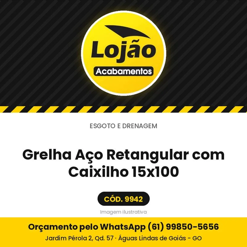 Grelha Aço Retangular com Caixilho 15x100