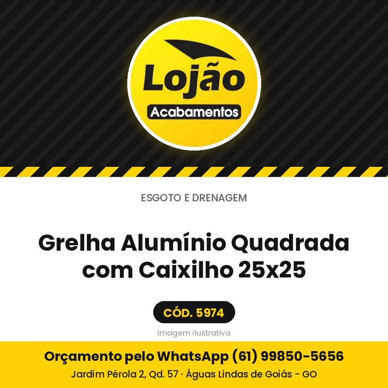 Grelha Alumínio Quadrada com Caixilho 25x25